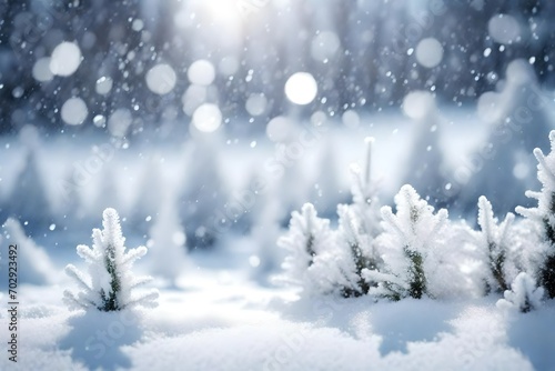 A white snow scene with snow falling blurred background