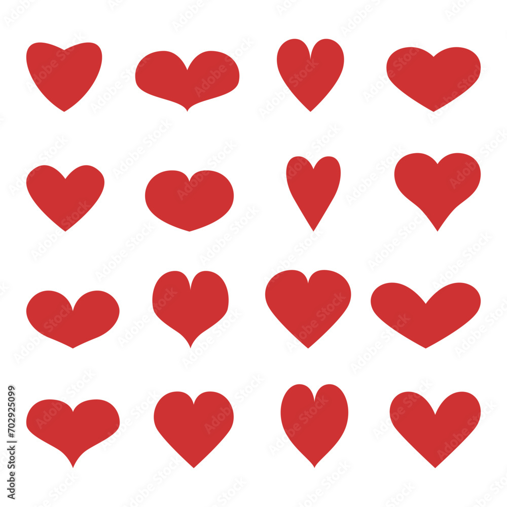 Set of red hearts isolated on white background. Set of red hearts isolated on white background.