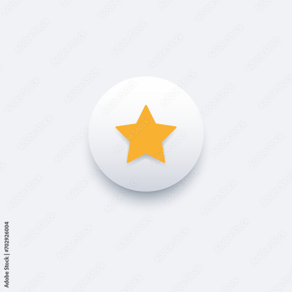 Star icon. Favorite or best sign. Web ranking symbol. White circle button with web icon. Stock vector illustration isolated on white background. Star icon. Favorite or best sign. Web ranking symbol. White circle button with web icon. Stock vector illustration isolated on white background.