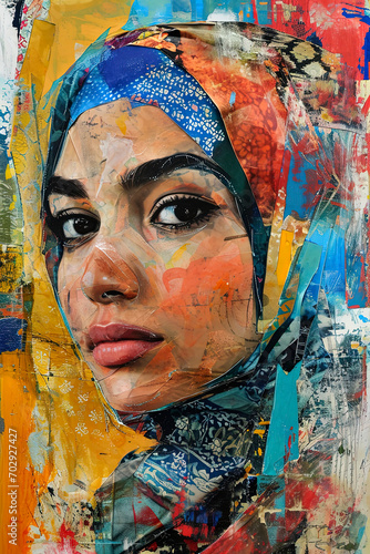 Generative AI illustration of multiethnic woman collage