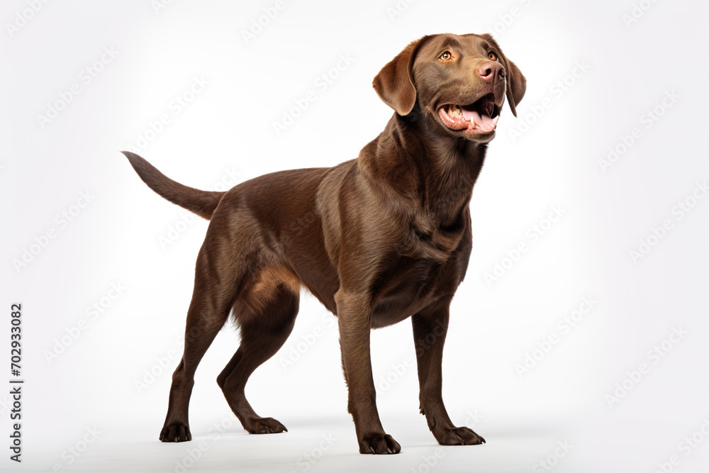 Dark Labrador dog on white background. Generative AI