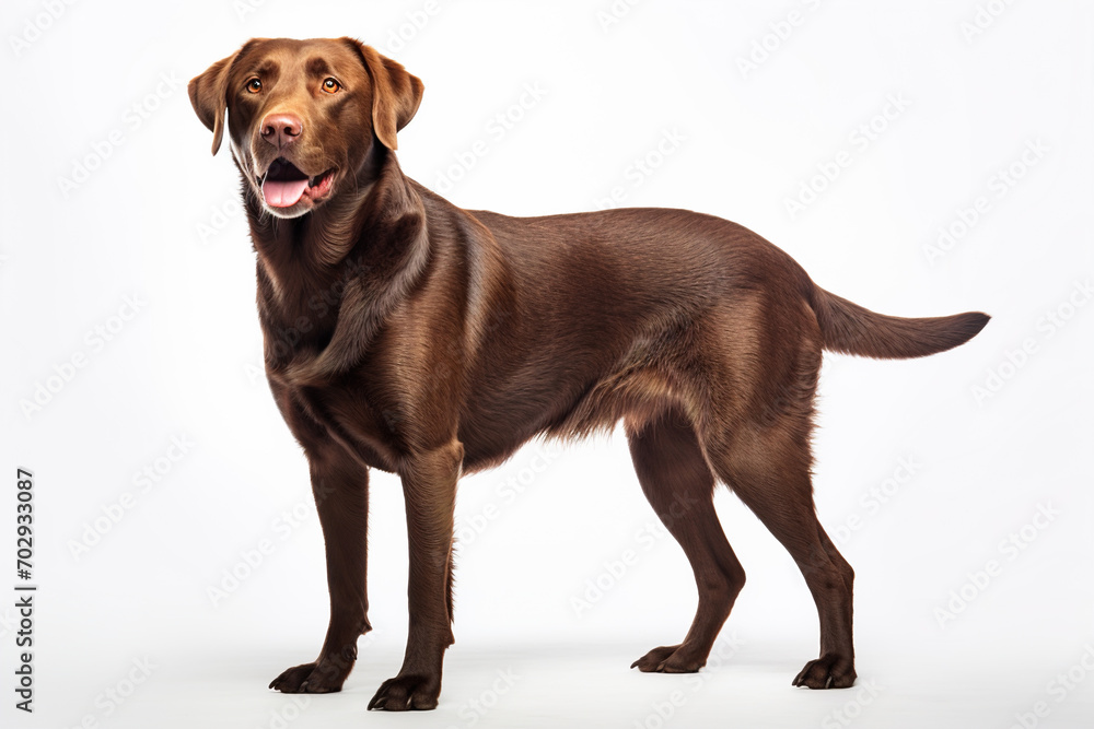 Dark Labrador dog on white background. Generative AI