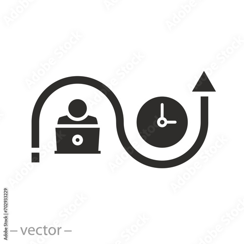flexible worker hours icon, schedule time job, flat symbol -  vector illustration