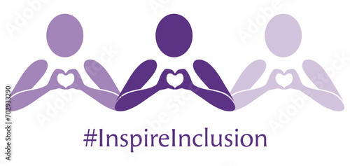 Inspire Inclusion logo with hashtag, for International Women's Day 2024
