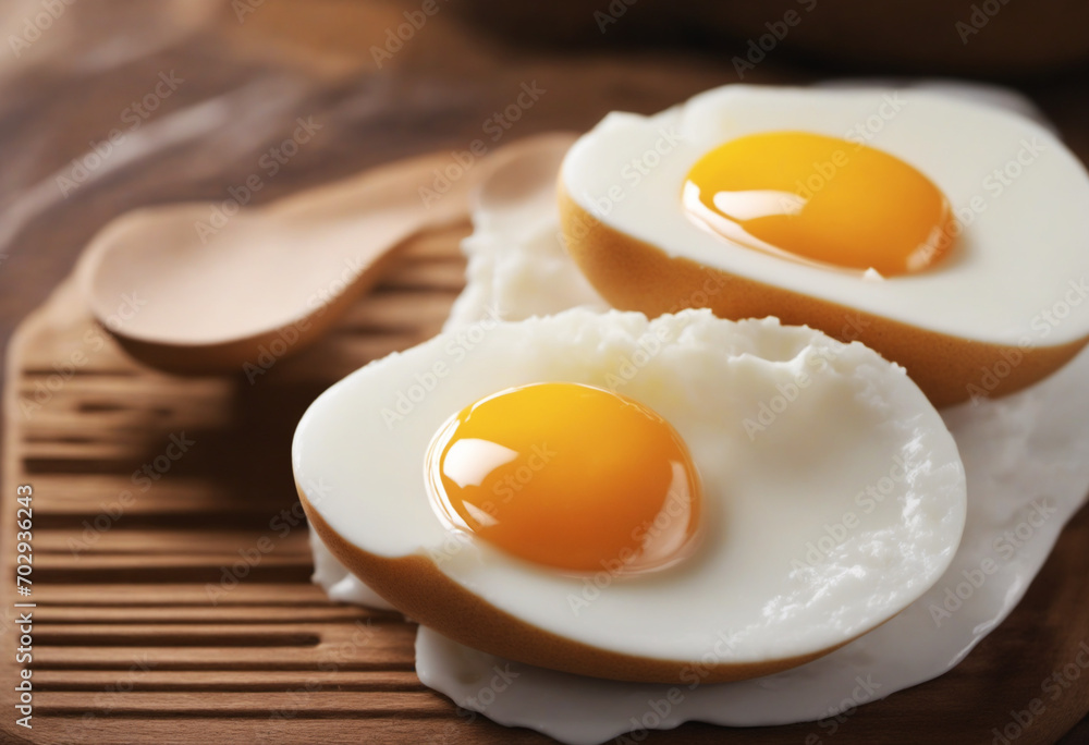 Egg slice on plate Egg slice on plate