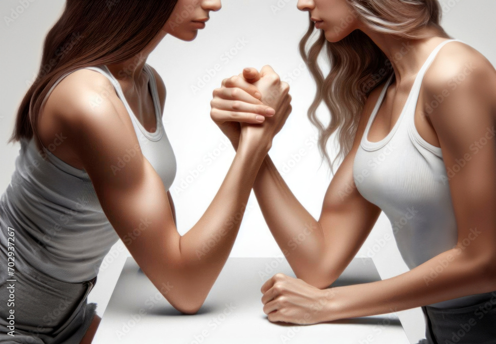 Two Women arm wrestling. AI generative