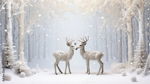 A beautiful cute couple of deer in Christmas