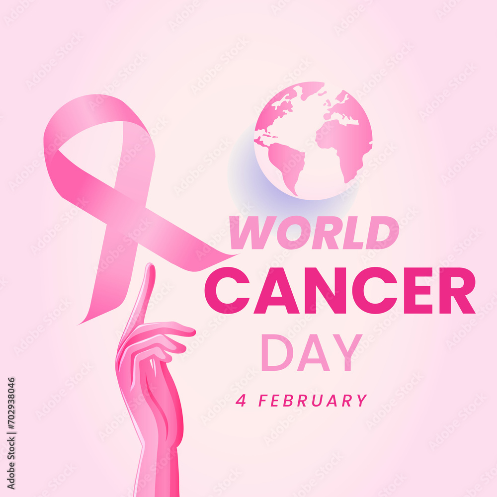 gradient world cancer day poster template design