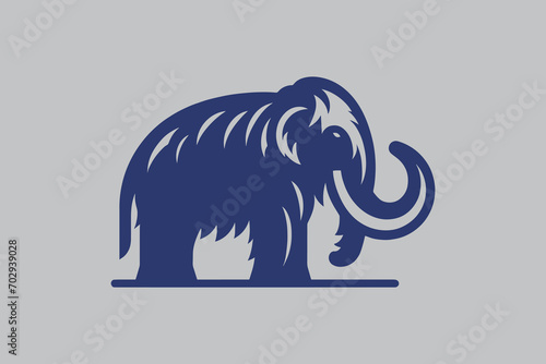 Mammoth. Beautiful modern logo. Monochrome, flat, blue vector illustration