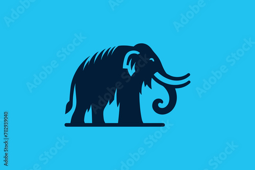 Mammoth. Beautiful modern logo. Monochrome, flat, blue vector illustration