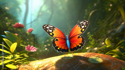 A cute colorful butterfly flying in the forest © James
