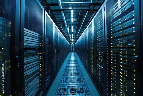 Data Center With Backup Tapes, Showcasing Largescale Storage And Archiving Capabilities