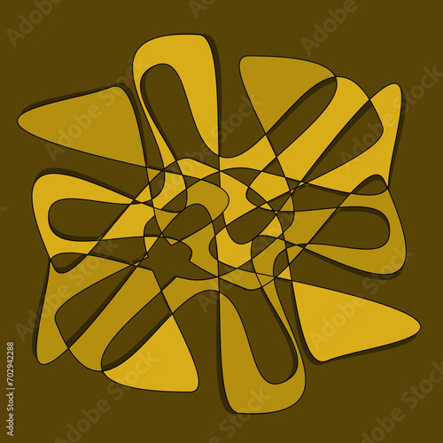 fantasy figure from a line in yellow tones on brown green background
