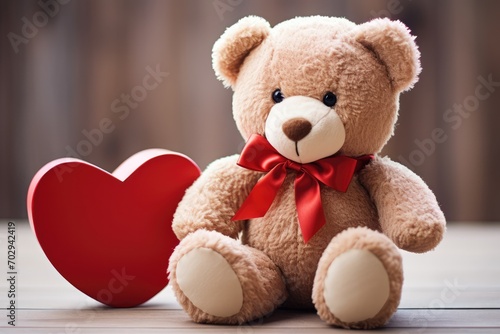 Symbolic Valentine's Day Gift: Teddy Bear Embracing A Heart © Anastasiia