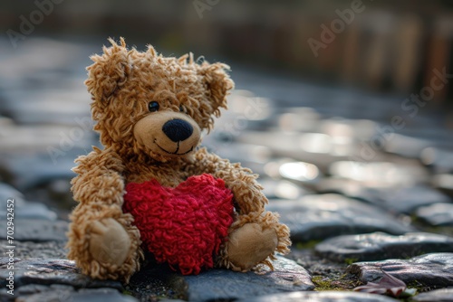 Heartwarming Valentines Gift: Teddy Bear Holding Love © Anastasiia