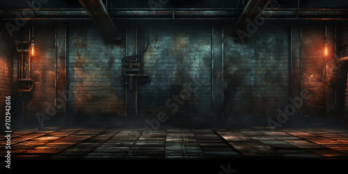 Fototapeta burnt black basement with a fiery glow, background, screensaver, wallpaper