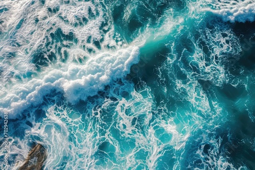 Patterns In The Blue Sea: Aerial View Of Waves © Anastasiia