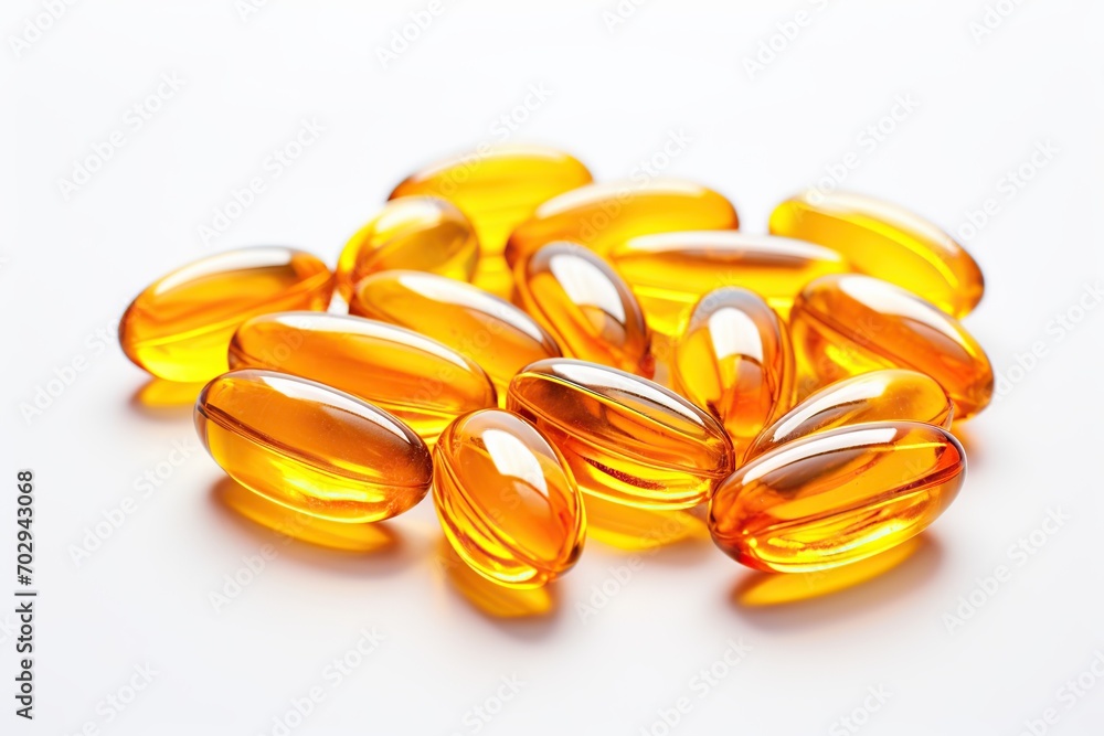 Gelatin capsules of omega 3 isolated on white background Gelatin capsules of omega 3 isolated on white background