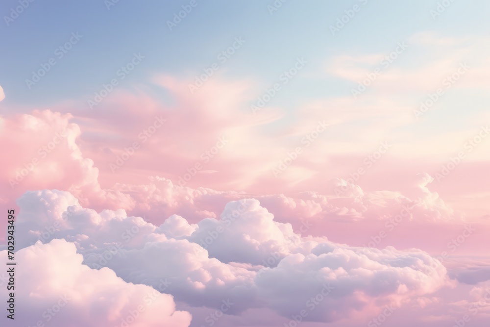 Cotton Candy Clouds In Pastel Sky, Creating Dreamy And Soft Atmosphere