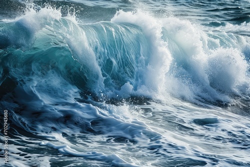 Captivating Power  The Majestic Crash Of An Ocean Wave And Its Vivid White Foam