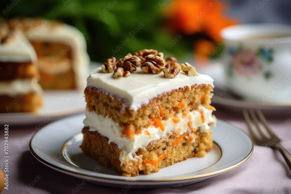 Easter Carrot Cake Topped With Cream Cheese Frosting, Delicious And Festive Dessert Easter Carrot Cake Topped With Cream Cheese Frosting, Delicious And Festive Dessert