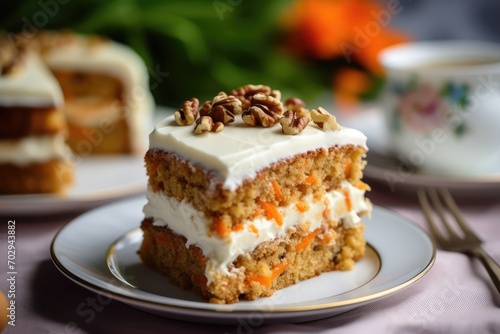 Easter Carrot Cake Topped With Cream Cheese Frosting  Delicious And Festive Dessert