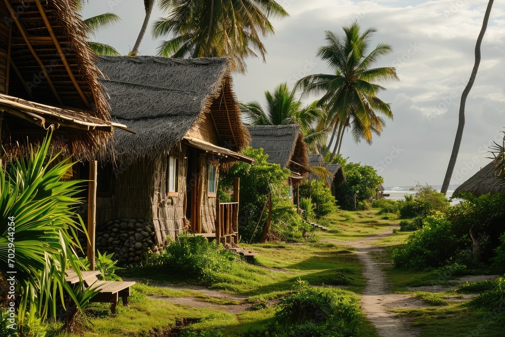 Sustainable Resort Featuring Thatched Roof Bungalows And Solar Energy Sustainable Resort Featuring Thatched Roof Bungalows And Solar Energy