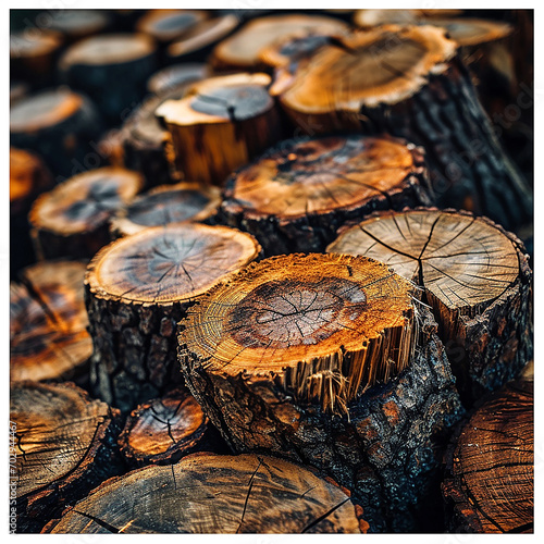 Pila di ceppi di legno in sezione trasversale sfondo texture - modello di banner panoramico lungo e ampio della foresta di boschi di legno. photo