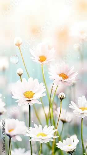 spring flowers and daisies with blurred background