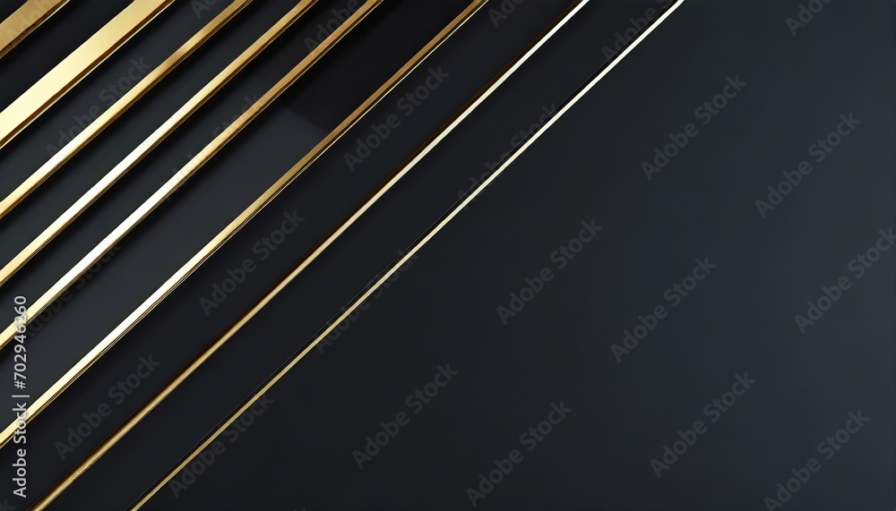 Obraz premium minimal 3d futuristic wallpaper with golden lines deep dark background space metallic material bright accent contemporary modern illustration effect design element three dimensional render