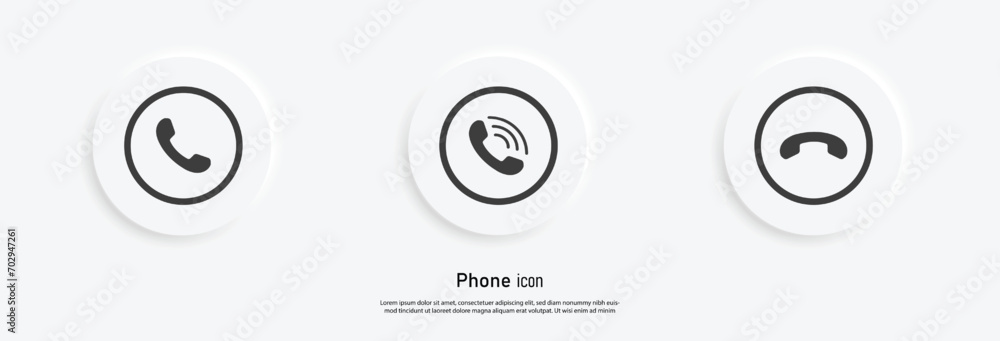 Vector call vector icon set in neumorphism style, Vector illustration EPS 10