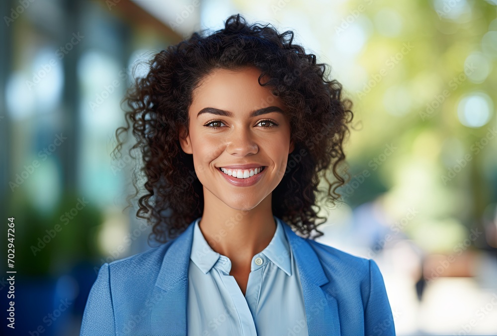 a smiling business woman smiling to the camera, in the style of light indigo and indigo, 8k resolution, polished craftsmanship, tenwave, vibrant colorism, language-based, academic precision. a smiling business woman smiling to the camera, in the style of light indigo and indigo, 8k resolution, polished craftsmanship, tenwave, vibrant colorism, language-based, academic precision.