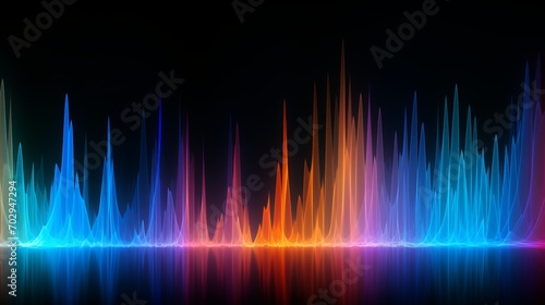 Rainbow Colored Sound Wave on Black Background photo