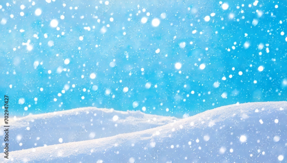 beautiful background image of small snowdrifts falling snow and snowflakes in white and blue tones beautiful background image of small snowdrifts falling snow and snowflakes in white and blue tones