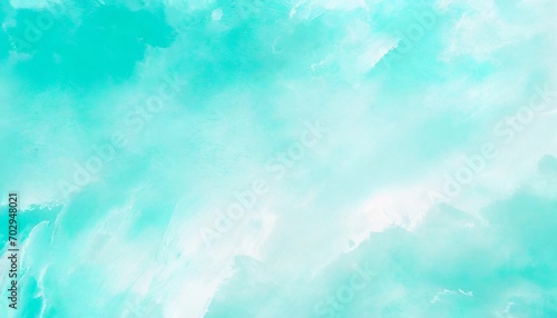 blue turquoise teal mint cyan white abstract watercolor colorful art background light pastel brush splash daub stain grunge like a dramatic sky with clouds or snow storm cold wind frost winter