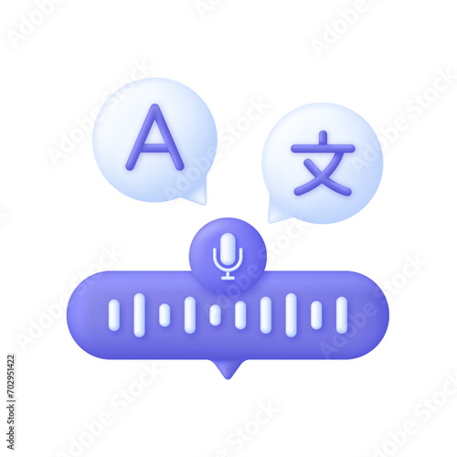 3D Language translation. E-learning and education, learning language courses concept. Dictionary.