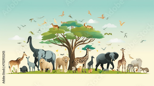 illustration of happy animal in the jungle © muhammad