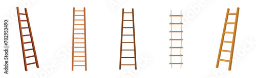 Wooden Step Ladder for Domestic and Construction Need Vector Set photo