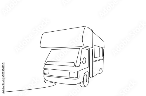 caravan car vehicle camp holiday life lifestyle one line art design