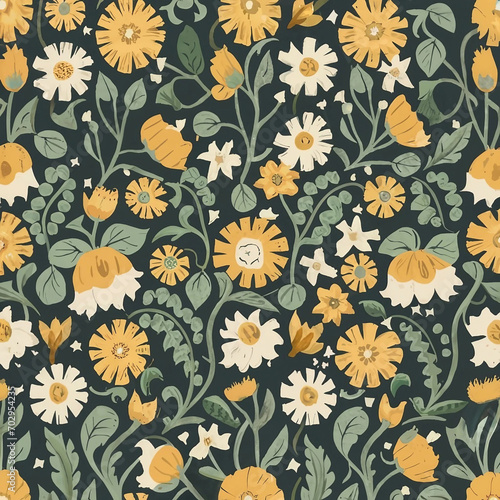 wild flower seamless pattern. summer meadow flowers on white background. poppy flowers