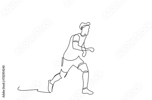 professional football player man ball football run sport lifestyle one line art design