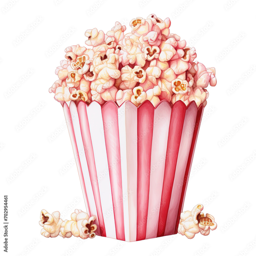 Popcorn bucket with pink popcorn. AI generated image Popcorn bucket with pink popcorn. AI generated image