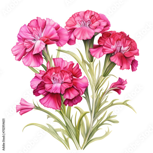 Watercolor painting of Sweet William flowers, a symbol of bravery.