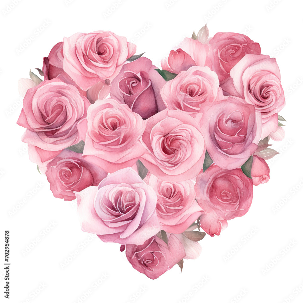 Heart made of pink roses. AI generated image Heart made of pink roses. AI generated image