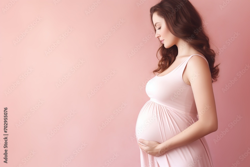 Young beautiful pregnant woman on pink background Young beautiful pregnant woman on pink background