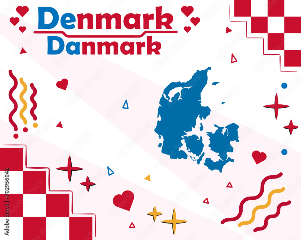 Obraz premium Vector illustration of Denmark, with national and folk symbols