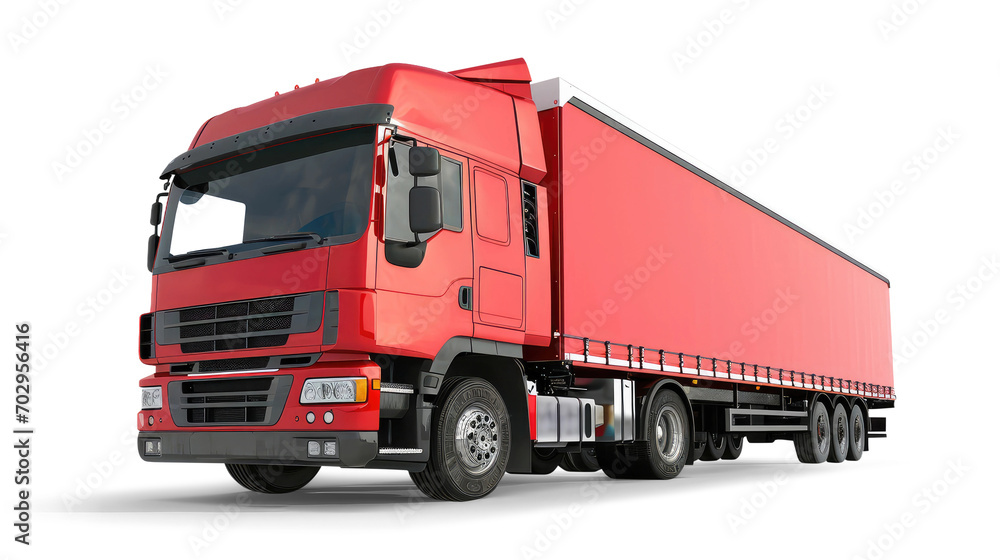 Red truck isolated on white or transparent background