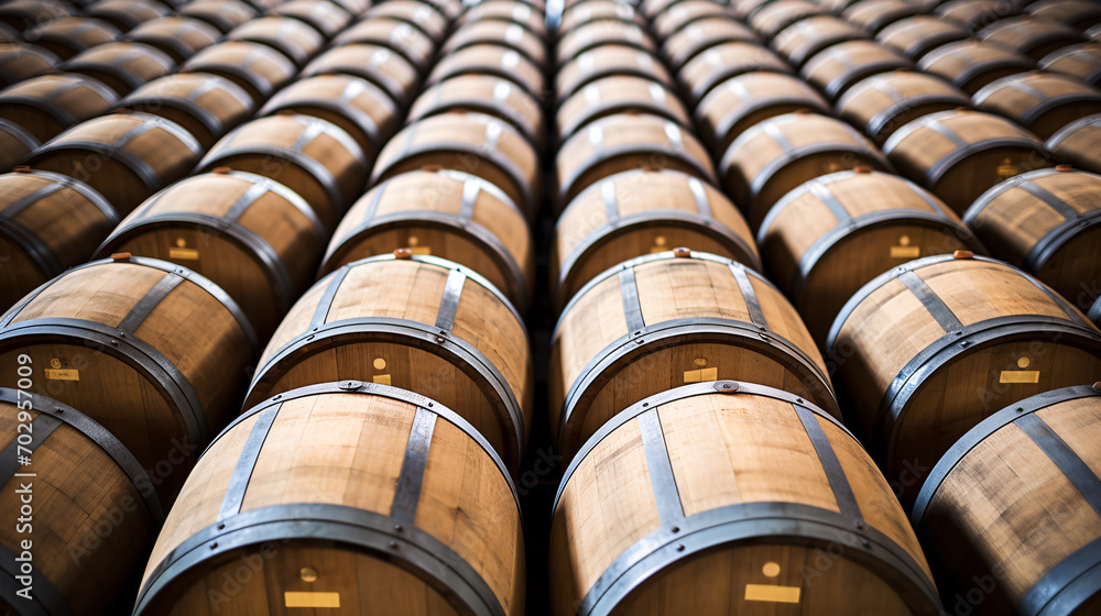 Wine barrels in the cellar of the winery. Wine barrels in the cellar of the winery.