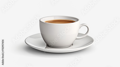 Perfect white coffee cup with steam isolated on white