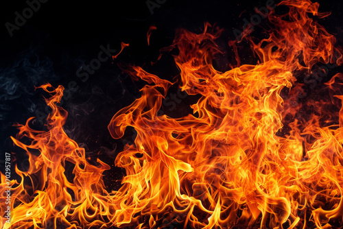 Fire flames on dark background. Burning flame effect © Lazy_Bear